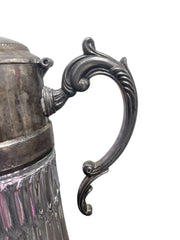 Italian Glass and Silver Plate Antique Wine Decanter With Ornate Details