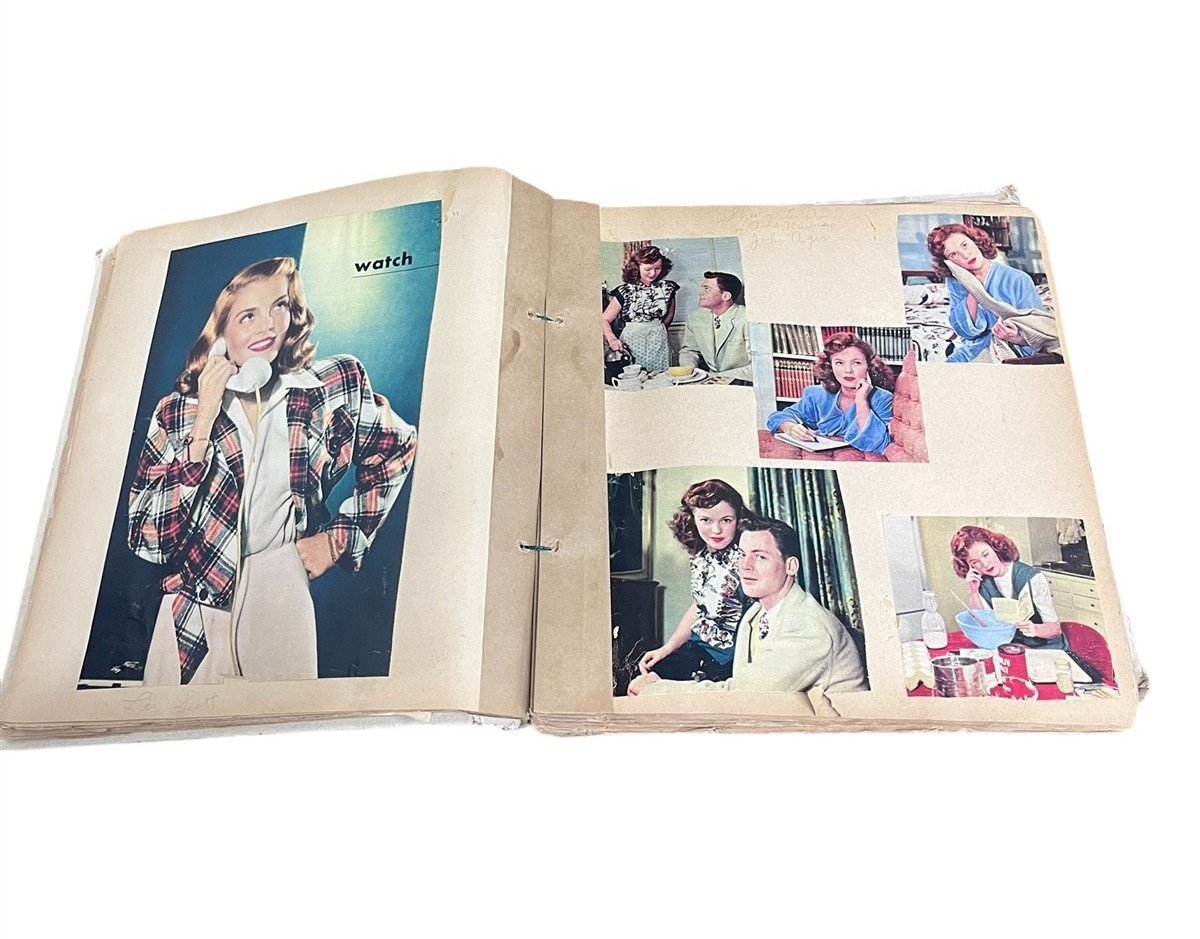 1940's Girl's Scrapbook; Filled With Celebrity Photos and Postcards