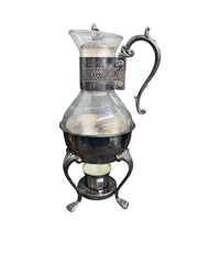 F.B. Rogers Vintage Glass and Silver Plated Coffee Carafe with Warming Stand