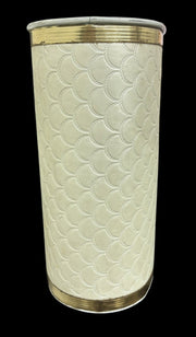 Wastebasket Redman MCM Pearlwick Trash Can Gold Rimmed Metal Fabric Bin
