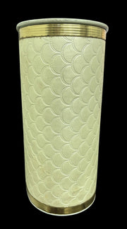 Wastebasket Redman MCM Pearlwick Trash Can Gold Rimmed Metal Fabric Bin