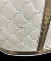 Wastebasket Redman MCM Pearlwick Trash Can Gold Rimmed Metal Fabric Bin