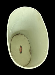 Wastebasket Redman MCM Pearlwick Trash Can Gold Rimmed Metal Fabric Bin