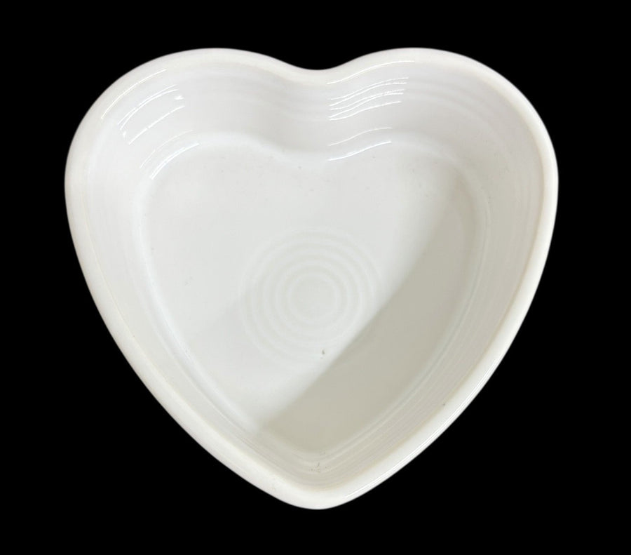 Fiesta - White Heart Ramekin Homer Laughlin Ceramic Dish Valentine's Bowl