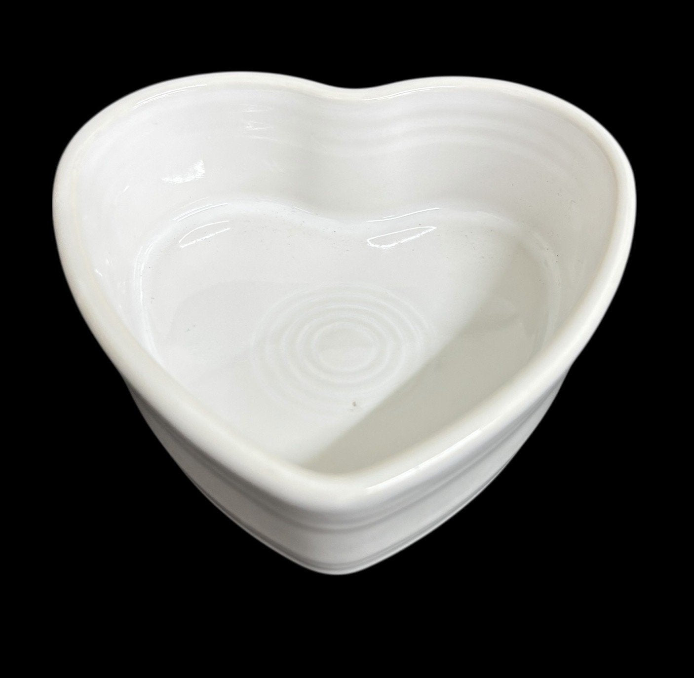 Fiesta - White Heart Ramekin Homer Laughlin Ceramic Dish Valentine's Bowl