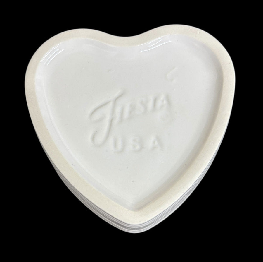 Fiesta - White Heart Ramekin Homer Laughlin Ceramic Dish Valentine's Bowl