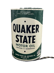 Quaker State Vintage 5 Quart Motor Oil Container Lamp Oil City Pennsylvania