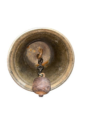 Brass School Bell Antique Large with Wooden Handle