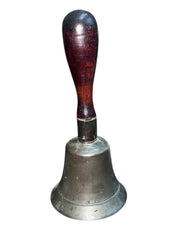 Brass Antique School Bell with Wooden Handle 7.5"