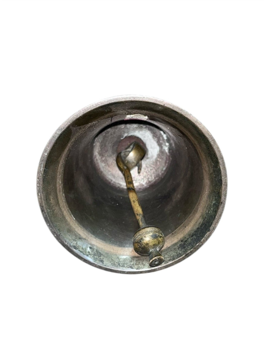 Brass Antique School Bell with Wooden Handle 7.5"