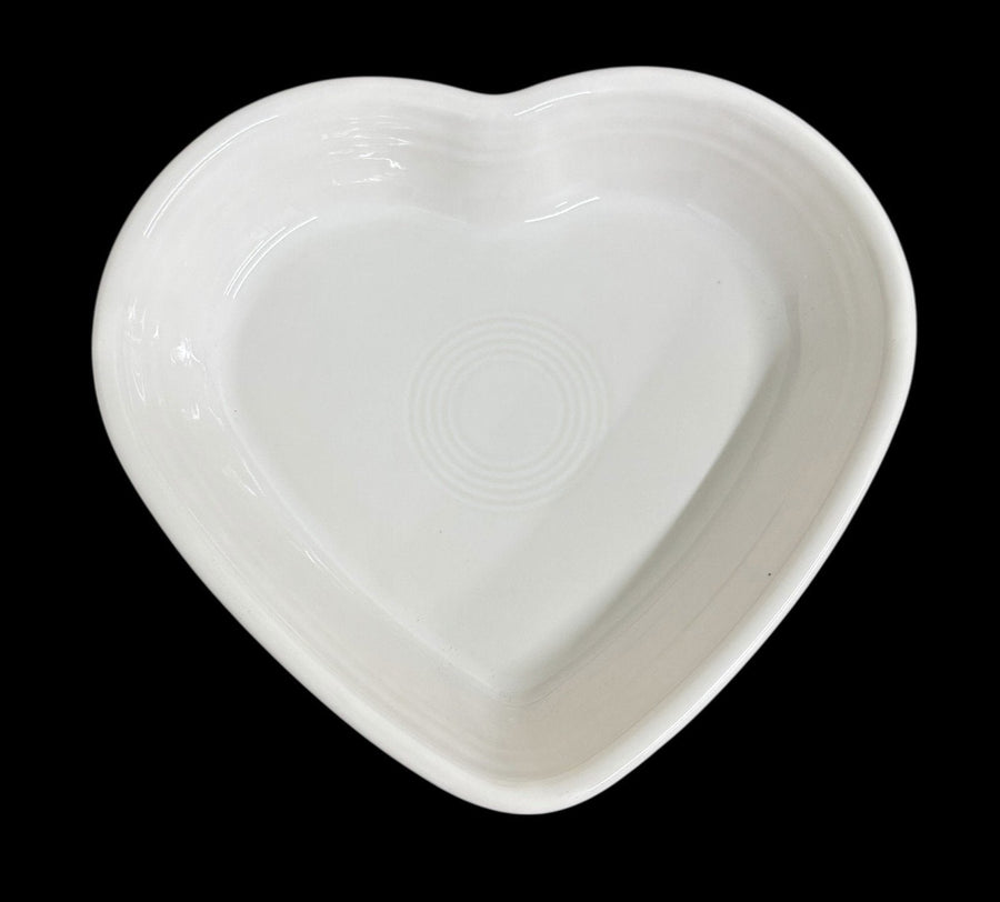 Fiesta - White Medium Heart Bowl Homer Laughlin Ceramic Dish Valentine's