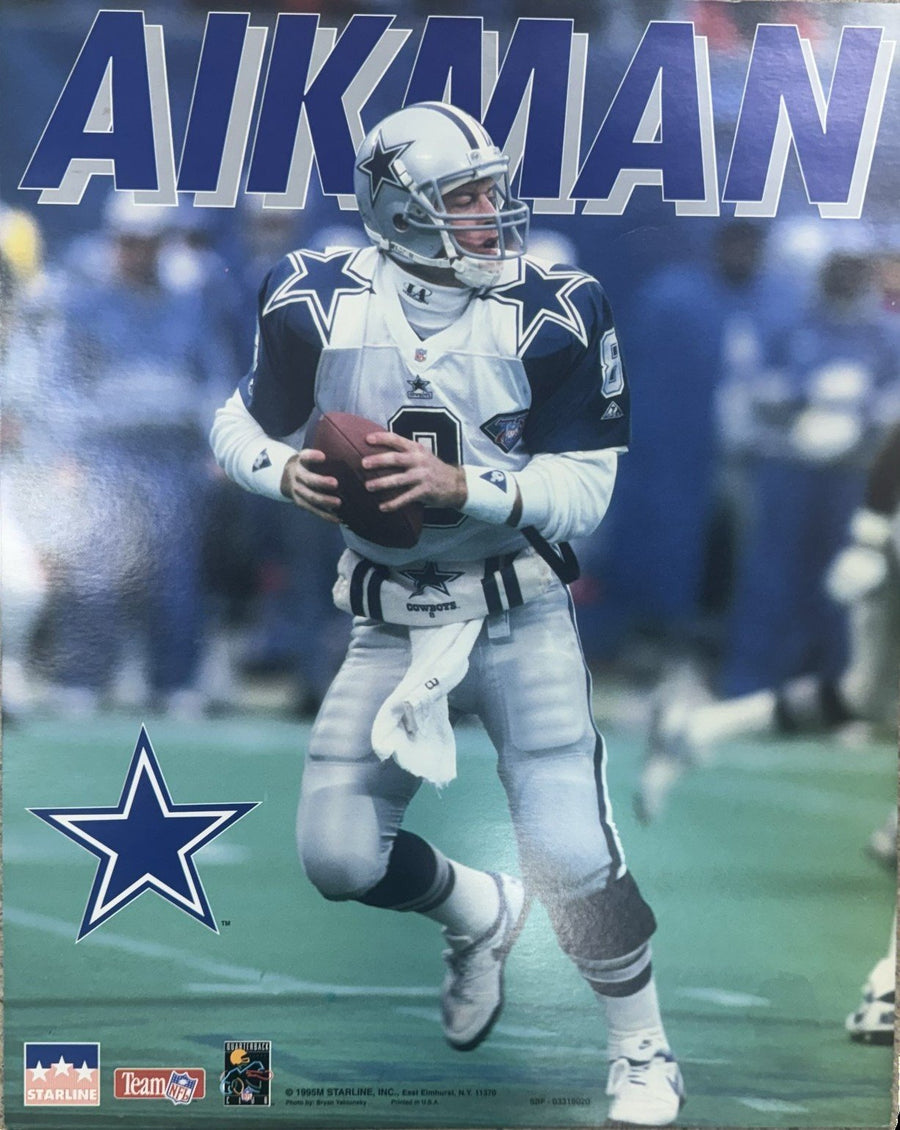 Vintage Troy Aikman #8 Dallas Cowboys Starline Poster (White Jersey)