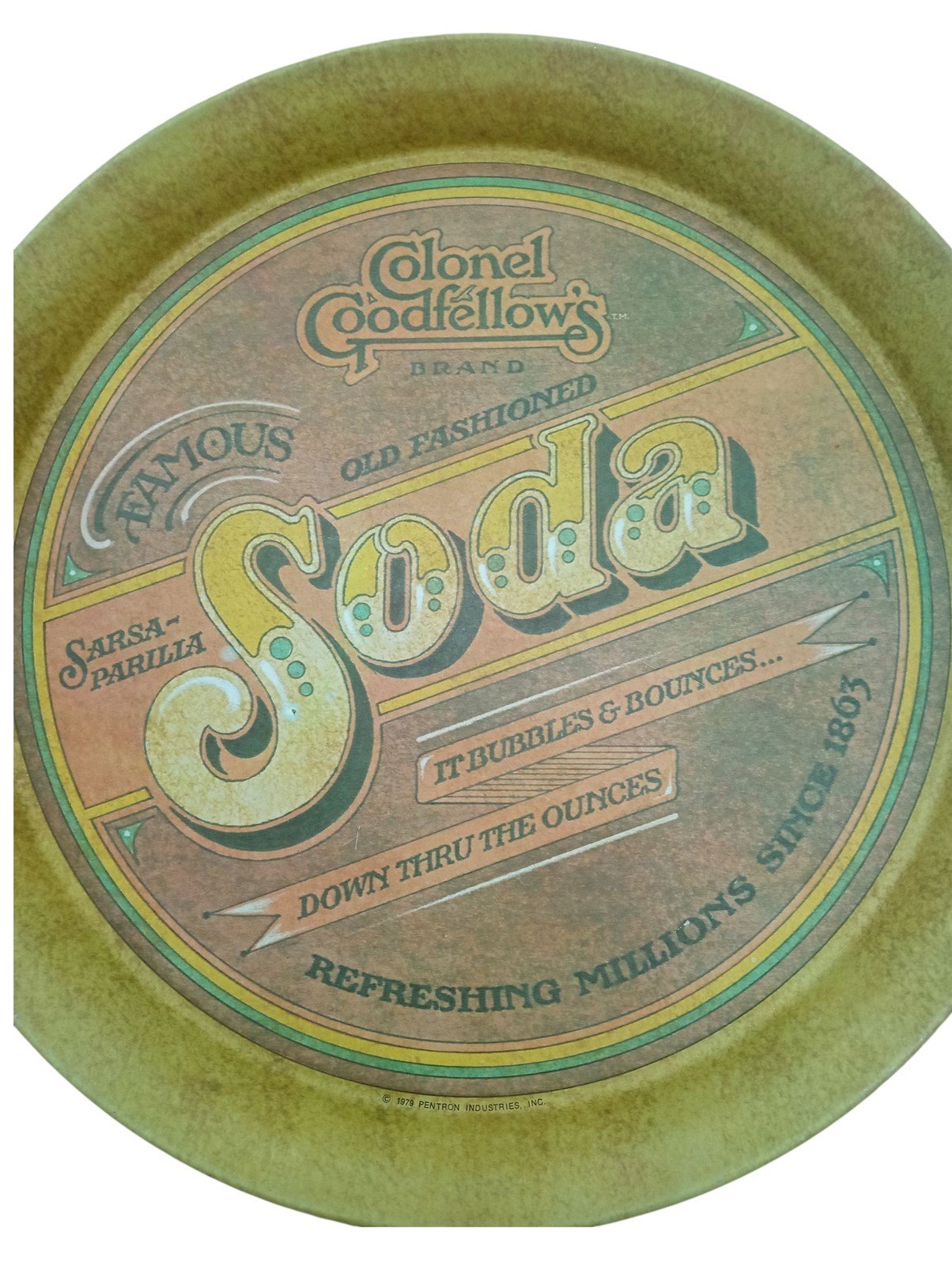 Colonel Goodfellows Sarsaparilla Soda Metal Tray Vintage Collectible Nostalgic