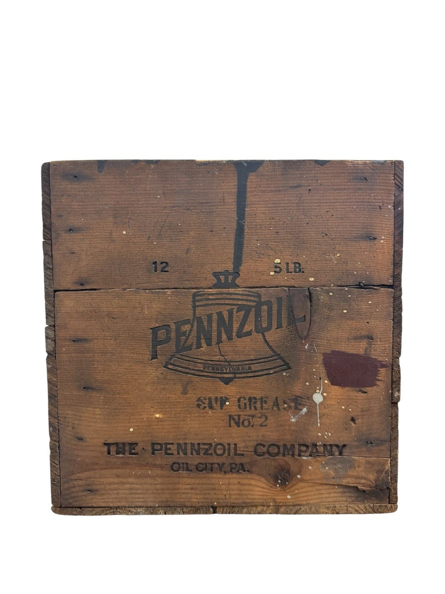 Pennzoil Vintage Wooden Oil Shipping Crate Antique Storage Container