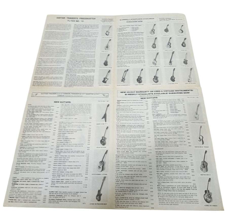 Guitar Trader's Pricebuster Flyer 22x17 Vintage Collectible Advertising