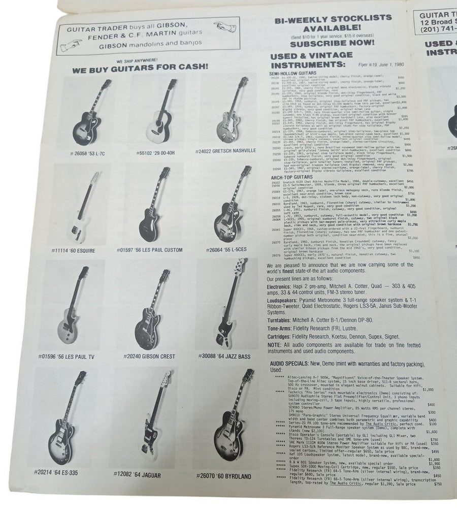 Guitar Trader's Pricebuster Flyer 22x17 Vintage Collectible Advertising