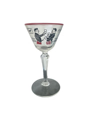 MCM Libbey Set of 11 Glass Pickwick Dickens Men in Tavern Cocktail Glasses