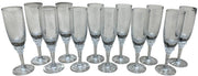 Crystal Champagne Flutes/Glasses Set of 12 Likely Bohemian or Mikasa Drinkware
