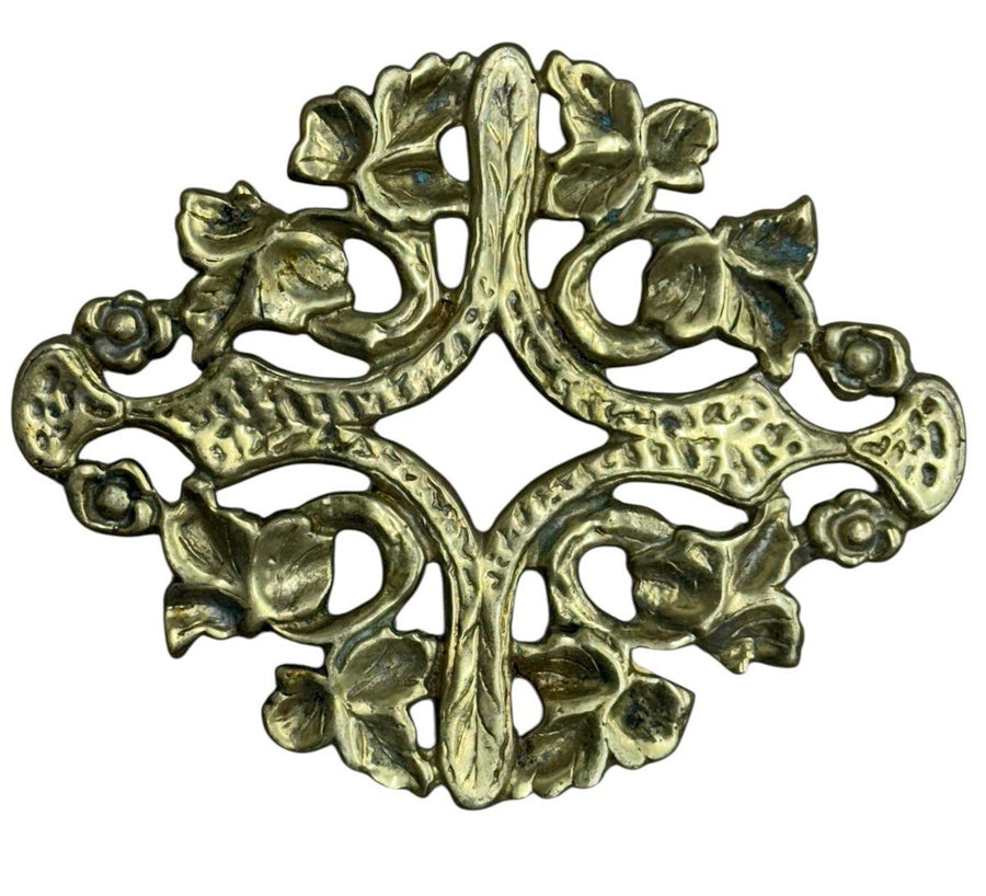 Brass Trivet Floral Ivy Gold-Tone, Kitchen Hot Plate Pot Stand, Decorative Tray