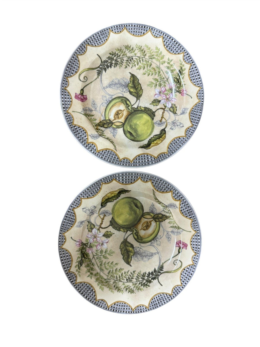 Tracy Porter Orchard Set Of Two Ceramic Dinner Plates Floral Plants Kitchenware