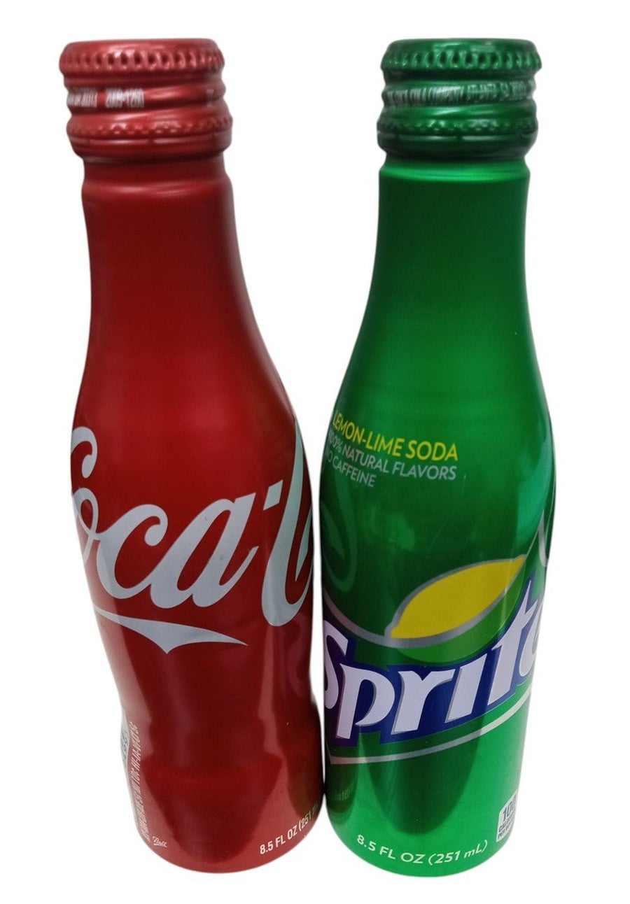 Sprite & Coca Cola Aluminum Bottles Sealed Collectible Nostalgic Soda Soft Drink