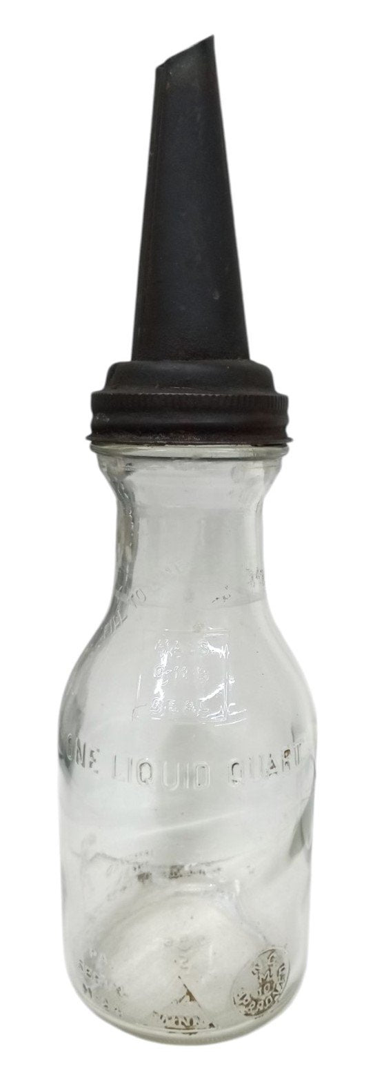Duraglass One Quart Oil Bottle Vintage Antique Collectible Nostalgic Petroliana
