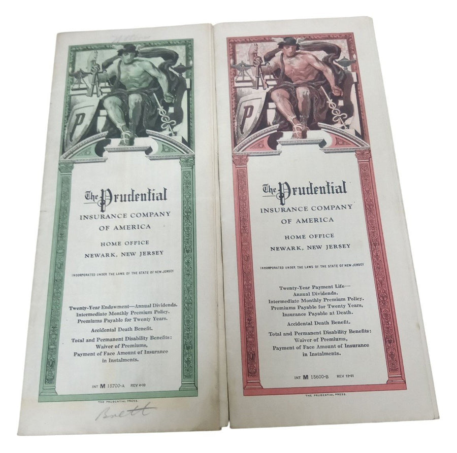 Prudential Insurance Policies 1930s Vintage Antique Collectible Nostalgic