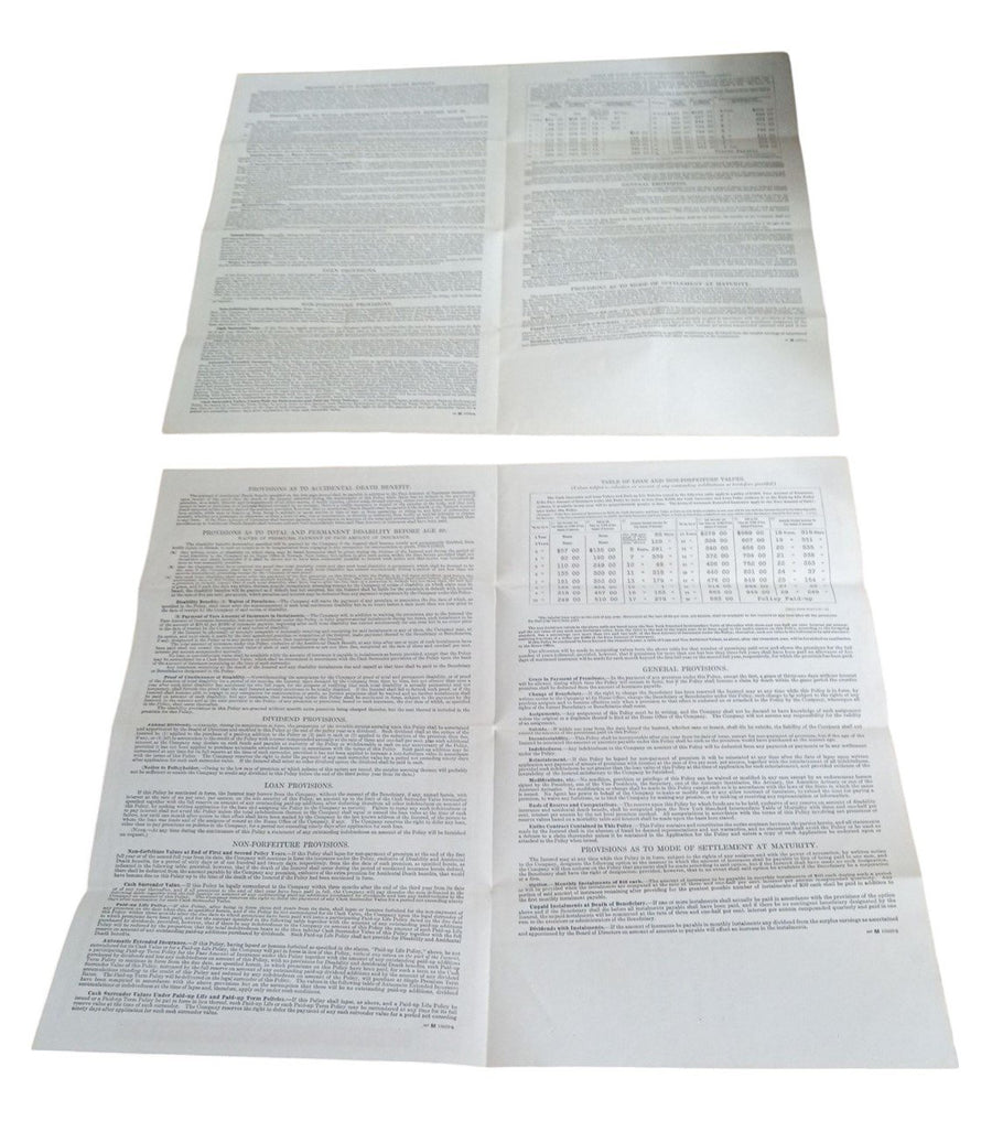 Prudential Insurance Policies 1930s Vintage Antique Collectible Nostalgic