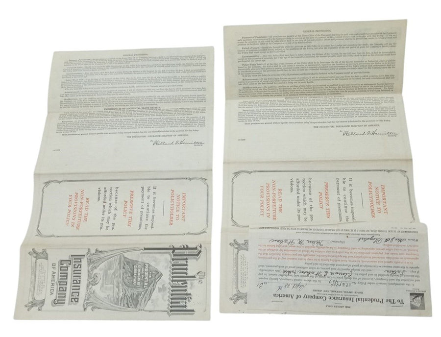 Prudential Insurance Policies 1930s Vintage Antique Collectible Nostalgic