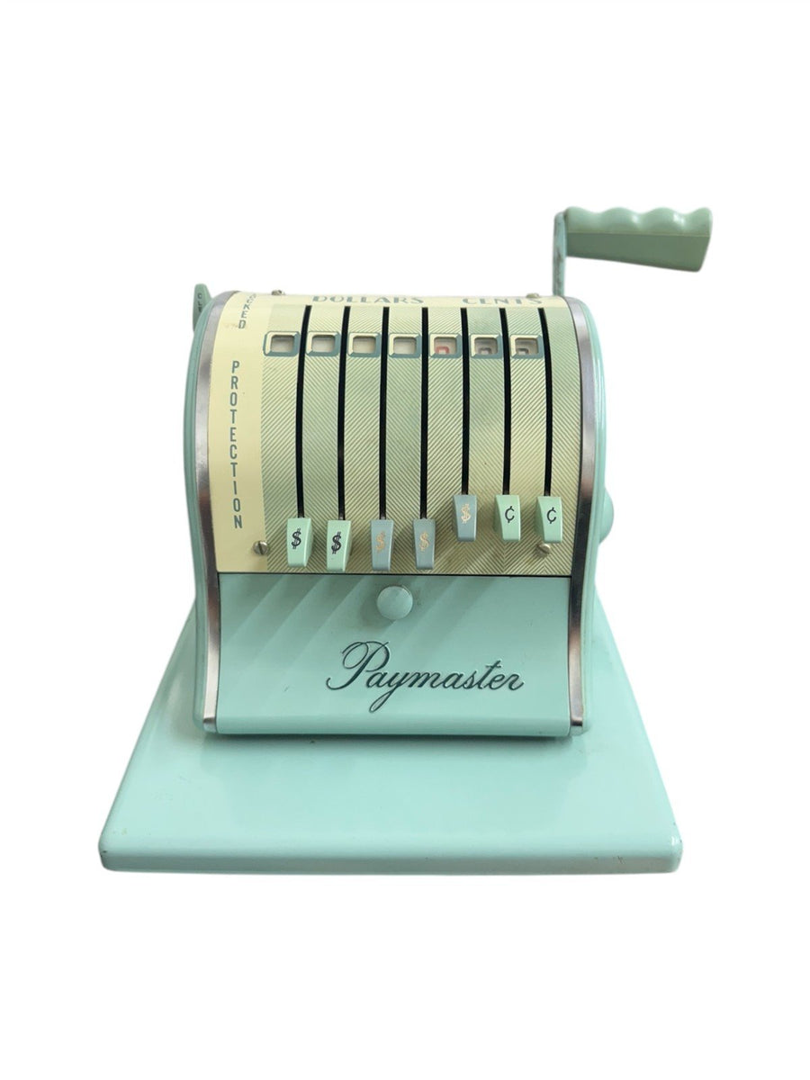 Paymaster S-1000 Vintage Turquoise Check Writer USA Made No Key
