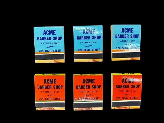 Pin - Up Matchbook Set of 6 with Matches ACME Barbershop Made in the USA Lot 1