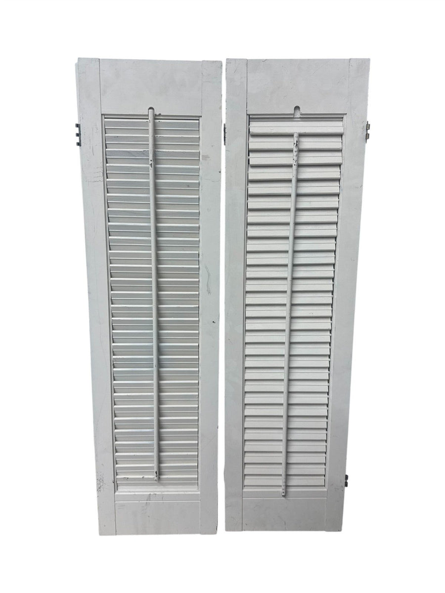 Shutters Wooden Vintage Painted White Three Foot Indoor No Hardware