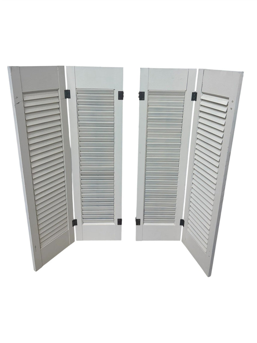 Shutters Wooden Vintage Painted White Three Foot Indoor No Hardware