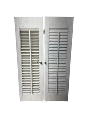 Shutters Wooden Vintage Painted White 28 Inches Indoor No Hardware