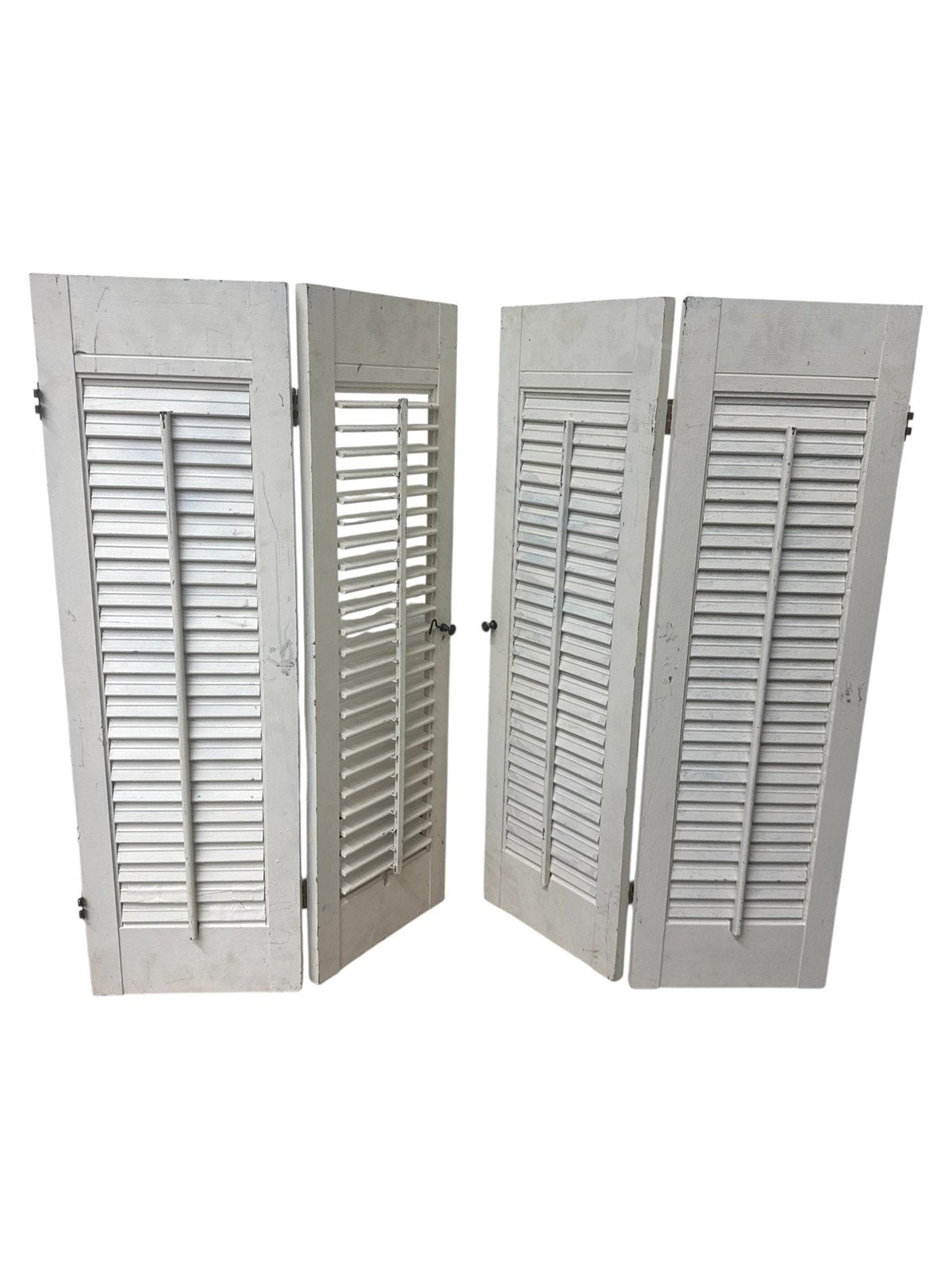 Shutters Wooden Vintage Painted White 32 Inches Indoor No Hardware