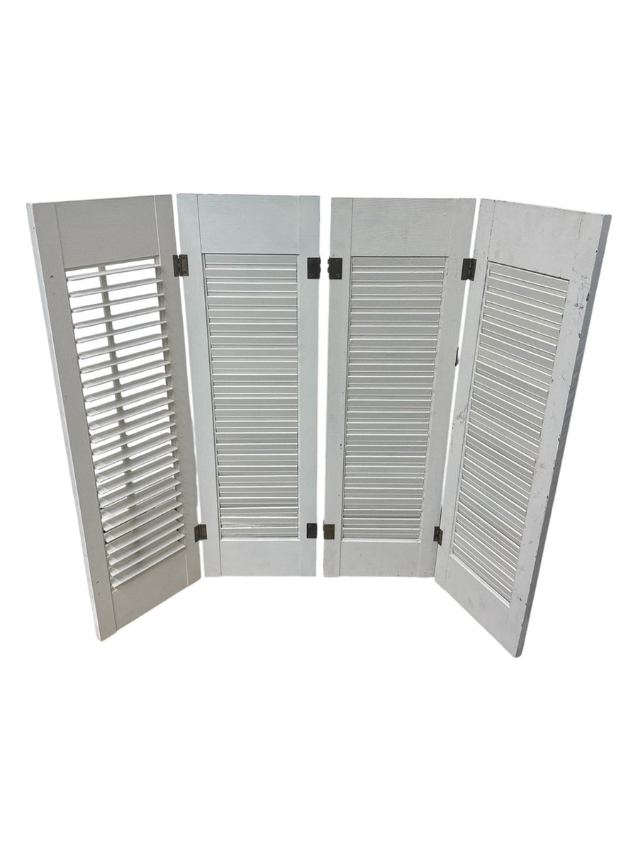 Shutters Wooden Vintage Painted White 32 Inches Indoor No Hardware