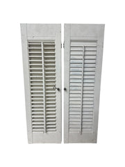 Shutters Wooden Vintage Painted White 32 Inches Indoor No Hardware