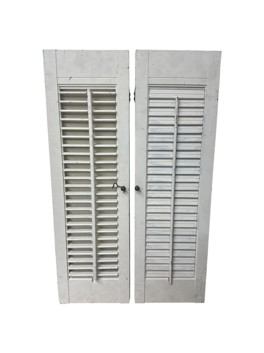 Shutters Wooden Vintage Painted White 32 Inches Indoor No Hardware