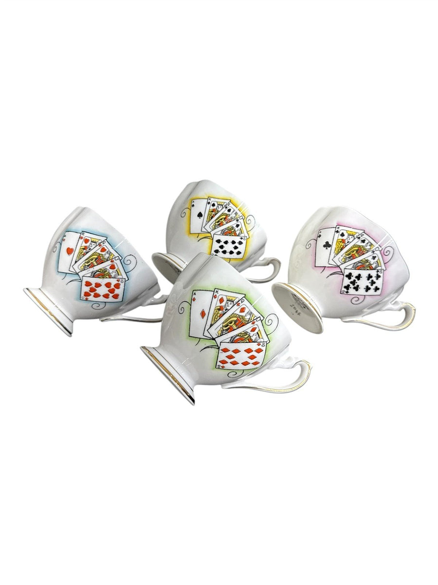 Teacup Set Queen Anne Fine Bone China England Lady Luck Pattern 4 Sets