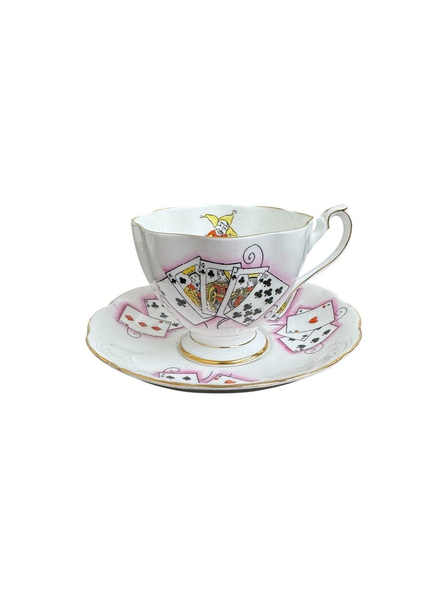 Teacup Set Queen Anne Fine Bone China England Lady Luck Pattern 4 Sets