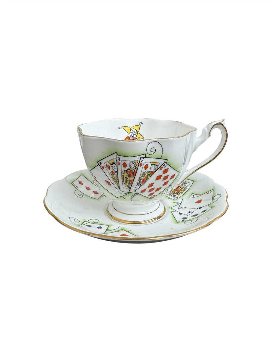 Teacup Set Queen Anne Fine Bone China England Lady Luck Pattern 4 Sets