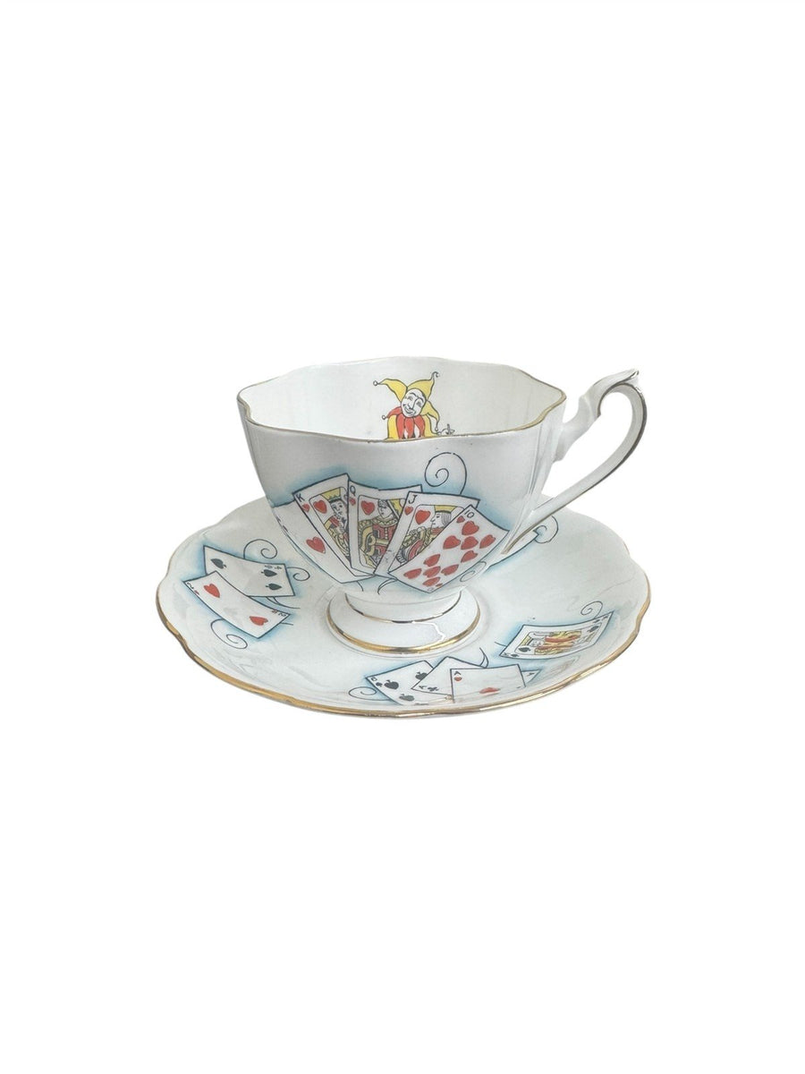 Teacup Set Queen Anne Fine Bone China England Lady Luck Pattern 4 Sets