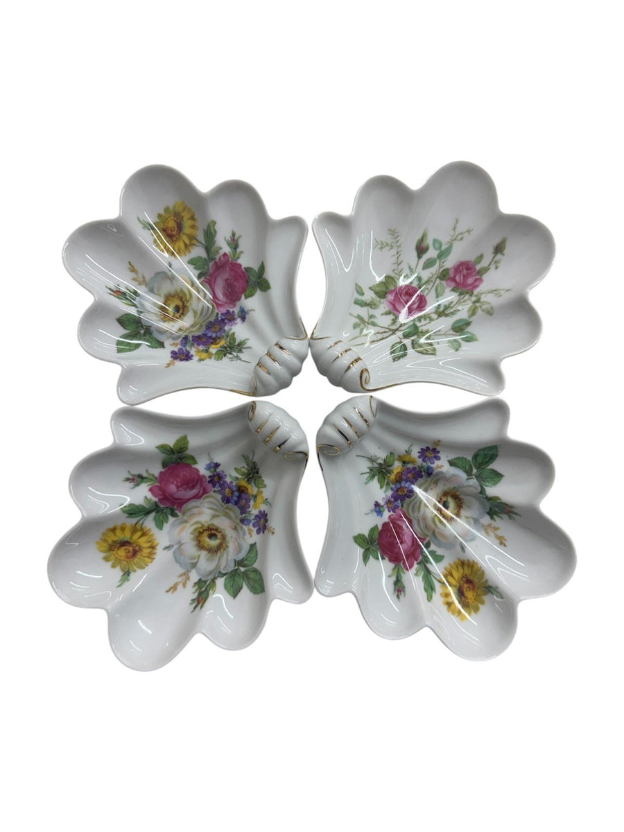 Mitterteich Bavaria Antique Trinket Candy Dish Rose Floral Germany Set of 4