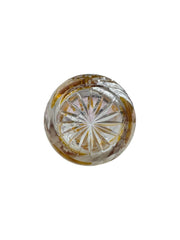 Decanter Antique Bohemian Glass Flashed Amber with Engraved Floral Decoration