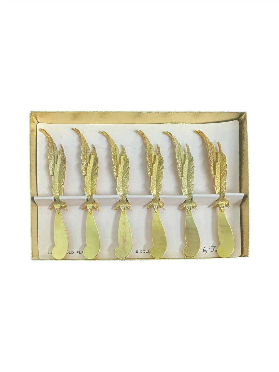 Spreaders Vintage Janis Collection Tancraft Feathers 24K Gold Plate Set of 6