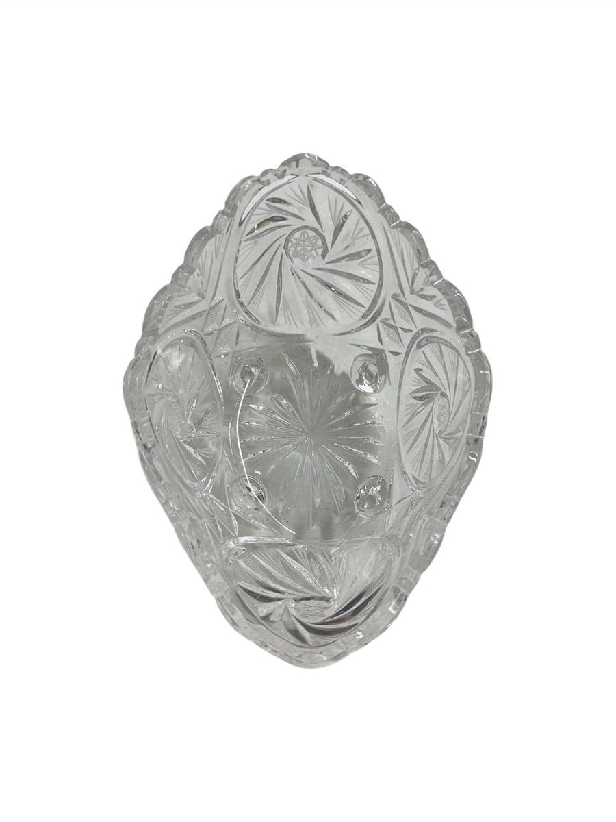 Crystal Vintage Candy Dish Scalloped Rim Bohemian Pinwheel Bowl