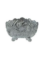 Crystal Vintage Candy Dish Scalloped Rim Bohemian Pinwheel Bowl