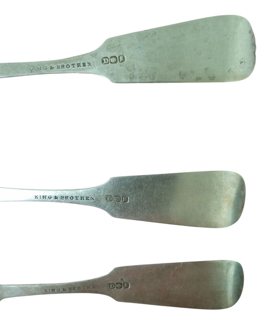 King & Brother Coin Silver Spoons Set Of 3 Antique Collectible Nostalgic