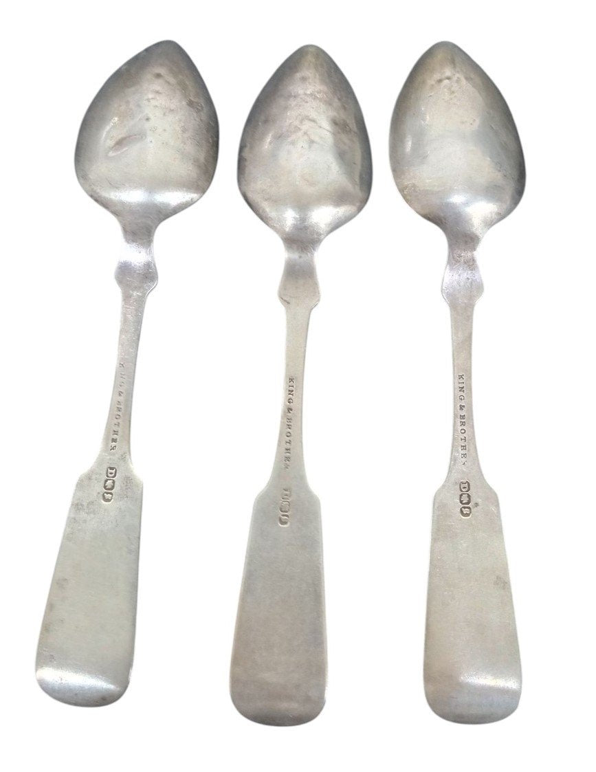 King & Brother Coin Silver Spoons Set Of 3 Antique Collectible Nostalgic