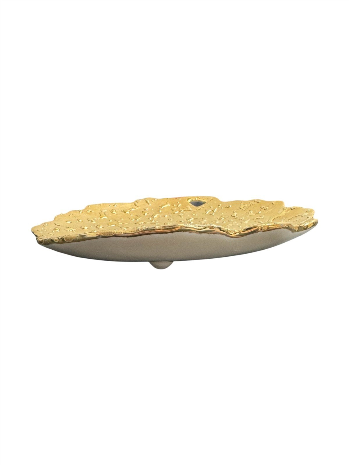 Tray Vintage Weeping Bright 22k Gold Leaf Dish Trinket Ceramic